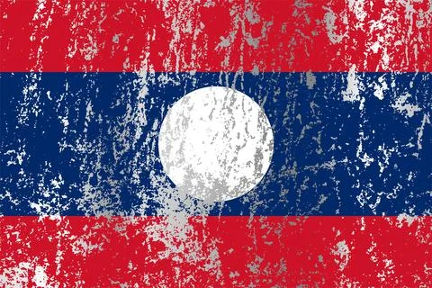Laos flag with grunge effect. Stock Illustration