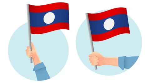 Laos flag in hand icon イラスト素材