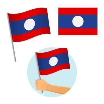 Laos flag in hand Stock Illustration