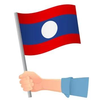 Laos flag in hand Stock Illustration