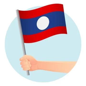 Laos flag in hand Stock Illustration