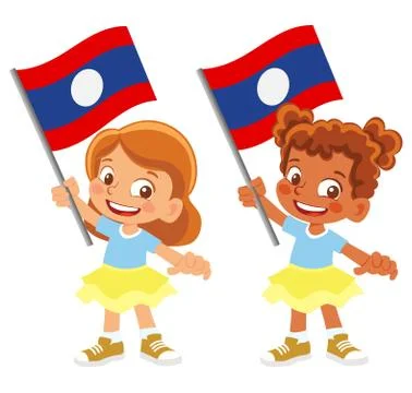 Laos flag in hand set Stock Illustration