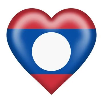 Laos flag heart button with clipping path Stock Illustration