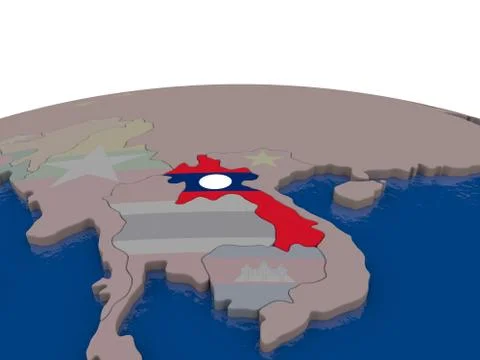 Laos with flag Stock Illustration