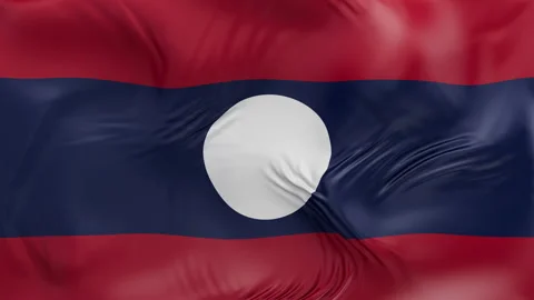 Laos flag Lao waving Seamless silk flag 3d animation slow motion Looping Stock Footage 337950152