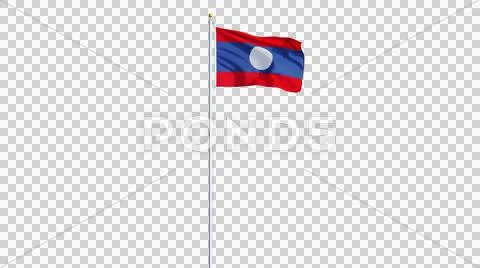 Laos flag, long shot, isolated with alpha channel Stock Photos