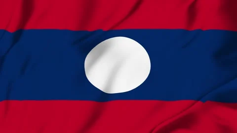 Laos flag loop animation with fabric texture, seamless waving background Stock Footage 342673162