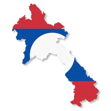 Laos flag map on white background with clipping path 3d illustration Stock Illustration
