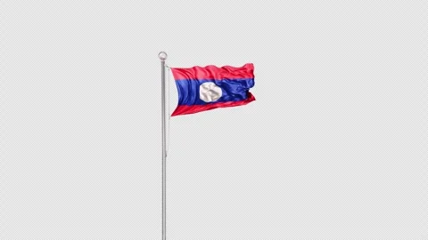 Laos   Flag Pole  Animation Include Alpha 3D Rendering Stock-Footage 312076906
