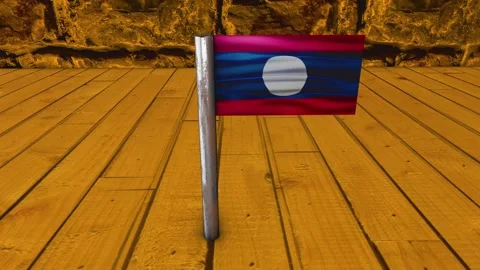 Laos Flag Post - Upwards Shot Video stock 270795661