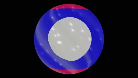 Laos flag in a round ball rotates. Flicker and shine. Animation loop Stock Footage 145857636