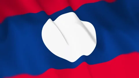 Laos Flag Seamless Loop 4k 60fps on Sky Background Stock Footage 340348339