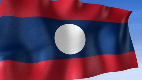 Laos Flag - Set of 3 Angles with Masks [3WaveSeries] Stock Footage 106045402