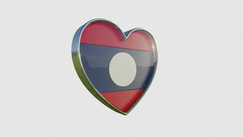 Laos Flag in the Shape of 3D Heart. Stock Footage 136522018
