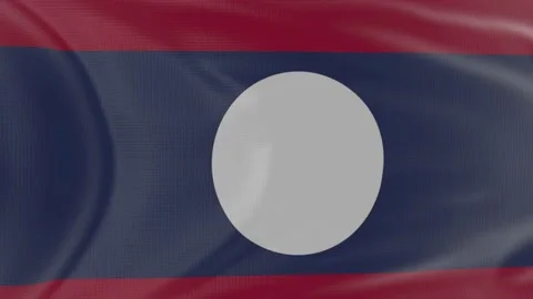 Laos flag in slow motion animation waving in the wind realistic Stock Footage 142987676