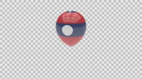 Laos flag textured balloon rotating Alpha Video stock 61412870