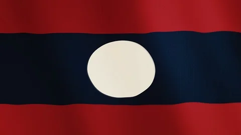 Laos flag waving animation. Full Screen. Symbol of the country. Stock Footage 89556841