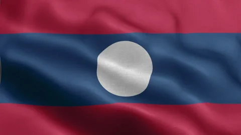 Laos Flag Waving Animation | Realistic 3D National Flag Loop 4K Stock Footage 344822675