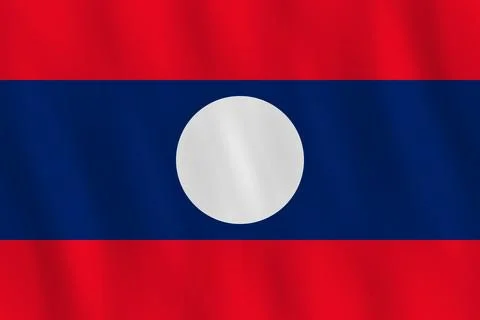 Laos flag with waving effect, official proportion. Stock Illustration