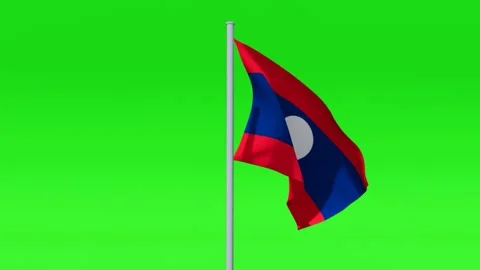 Laos Flag Waving on Green Screen Background Stock-Footage 331049342