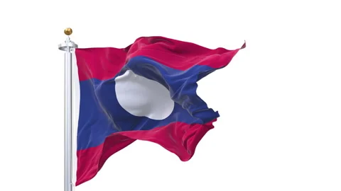 Laos flag waving looping with transparent background. Video stock 319653621