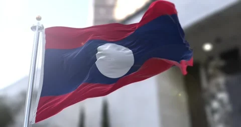 Laos-flag-waving-seamless-loop-4k-60fps Stock Footage 331520263