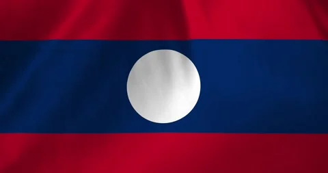 Laos flag waving with the wind background loop video animation Video stock 327172281