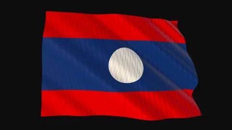 Laos flag waving in the wind on a black background Stock Footage 343210767