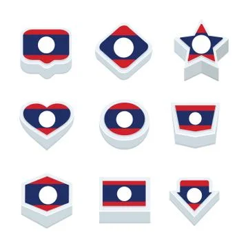 Laos flags icons and button set nine styles Stock Illustration