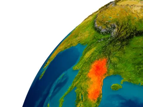 Laos on globe Stock Illustration