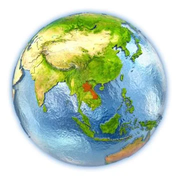 Laos on isolated globe Stock Illustration