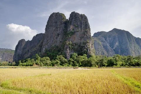 Laos Karst Mountain Stock Photos