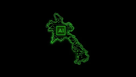 Laos Map AI Chipset Technology Opener Stock Footage 337056098