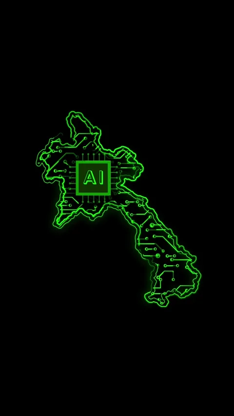 Laos Map AI Chipset Technology Opener Stock Footage 337171931