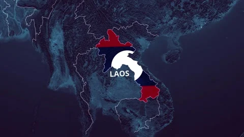 LAOS Map and Flag 4K Stock Footage 343580257