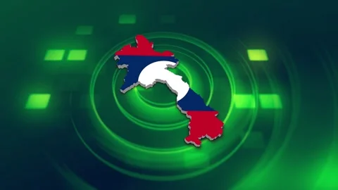 Laos Map and Flag Background Stock Footage 344028730