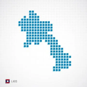 Laos map and flag icon Stock Illustration