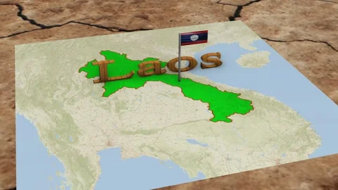 Laos Map and Laos Flag Stock Footage 275194343