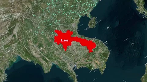 Laos Map Animation with Location Highlight Stock Footage 343833363