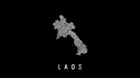 Laos map appearing with scribble effect on black background Stock Footage 316762915