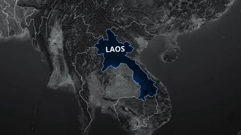 LAOS Map Blue Color 4K Stock Footage 343580519