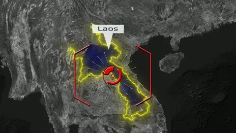 Laos Map - Cyber Attack Stock Footage 268692356