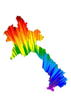 Laos - map is designed rainbow abstract colorful pattern, Lao Peoples Democra Stockillustratie