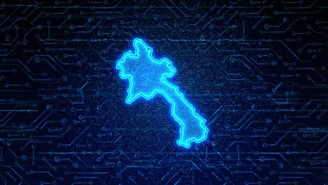 Laos Map Digital Technology Opener Stock Footage 335081455