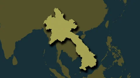 Laos map - extract. Shadow. Pattern. Stock Footage 273290274