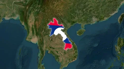 Laos Map with Flag, geography of Laos Stock Footage 309431381