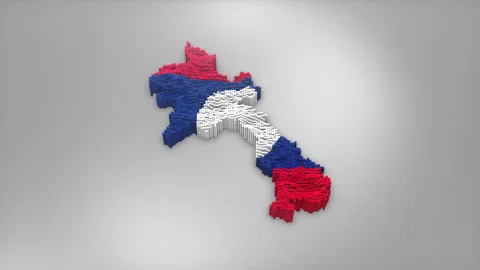 Laos Map with Flag Intro Background Stock Footage 315163989