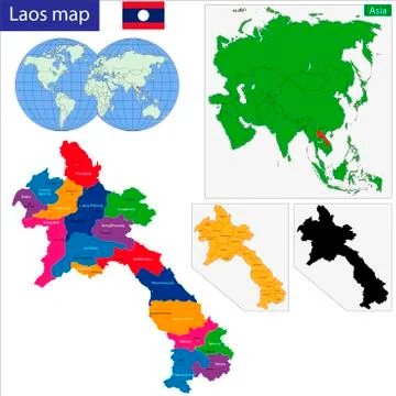 Laos map Stock Illustration
