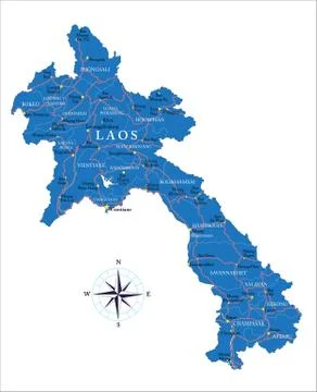 Laos map Stock Illustration