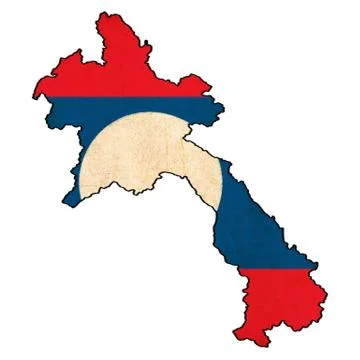 Laos map on laos flag drawing ,grunge and retro flag series Stock Illustration